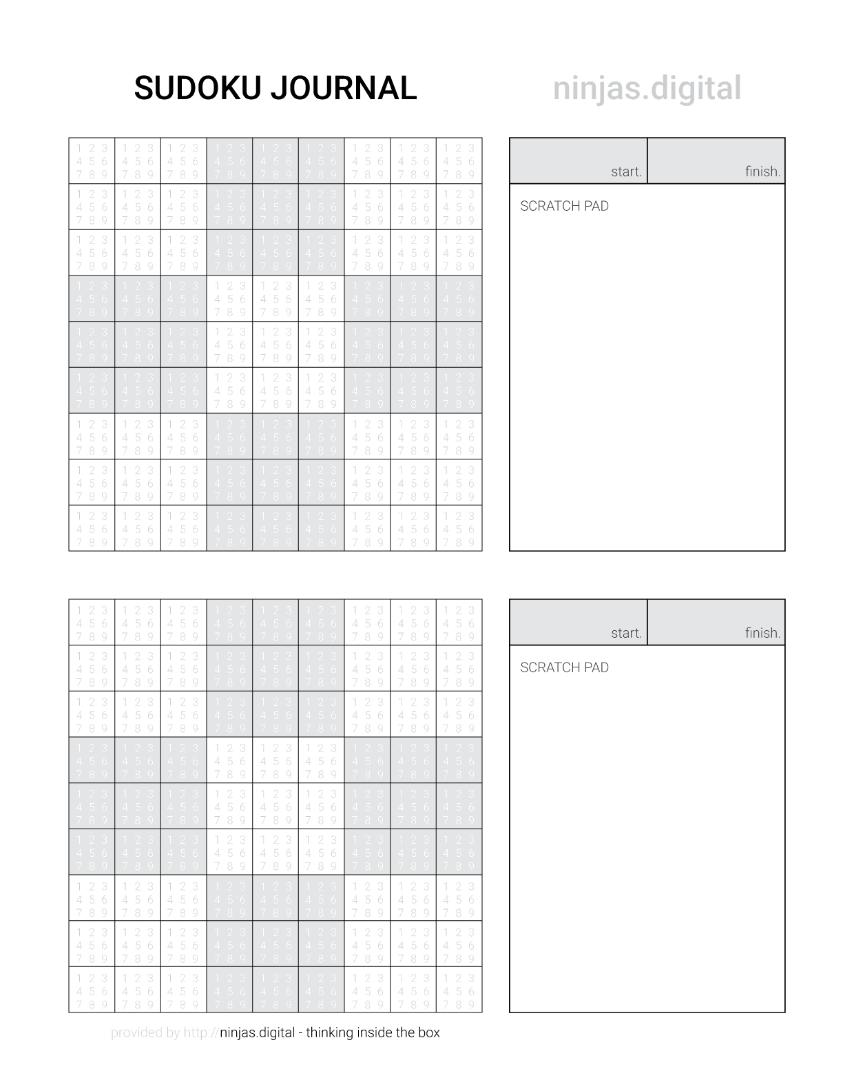 Sudoku Journal Cheat Sheet